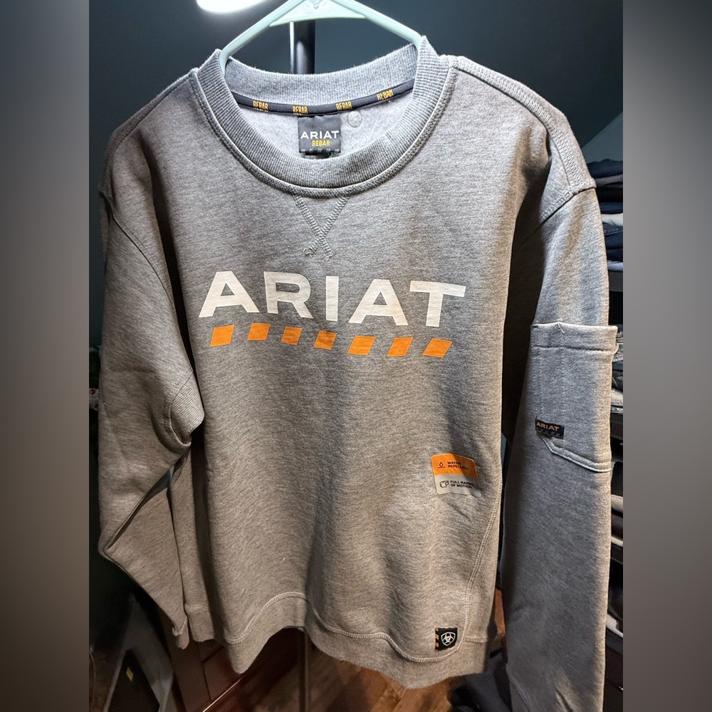 Ariat Rebar Workman Sweatshirt Mens Small Gray Long Sleeve New